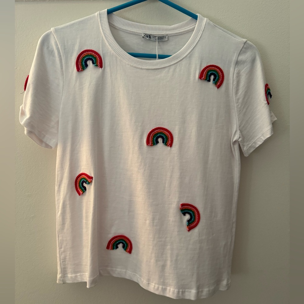 Zara rainbow embroidered tee